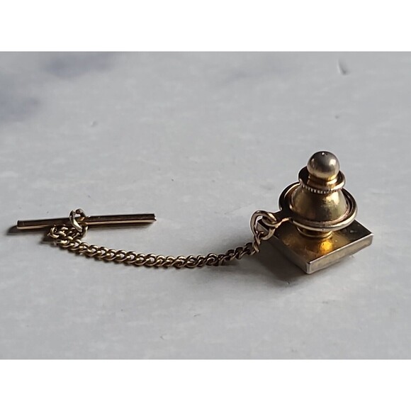 Tigers Eye Square Tie Tack 1970s - Picture 10 of 10